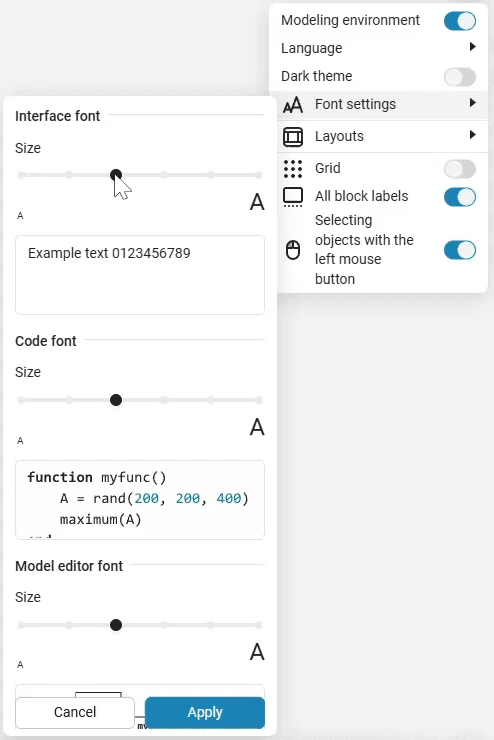 font settings en