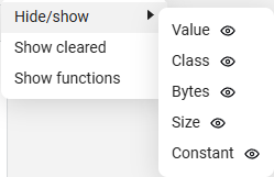 variables columns menu en