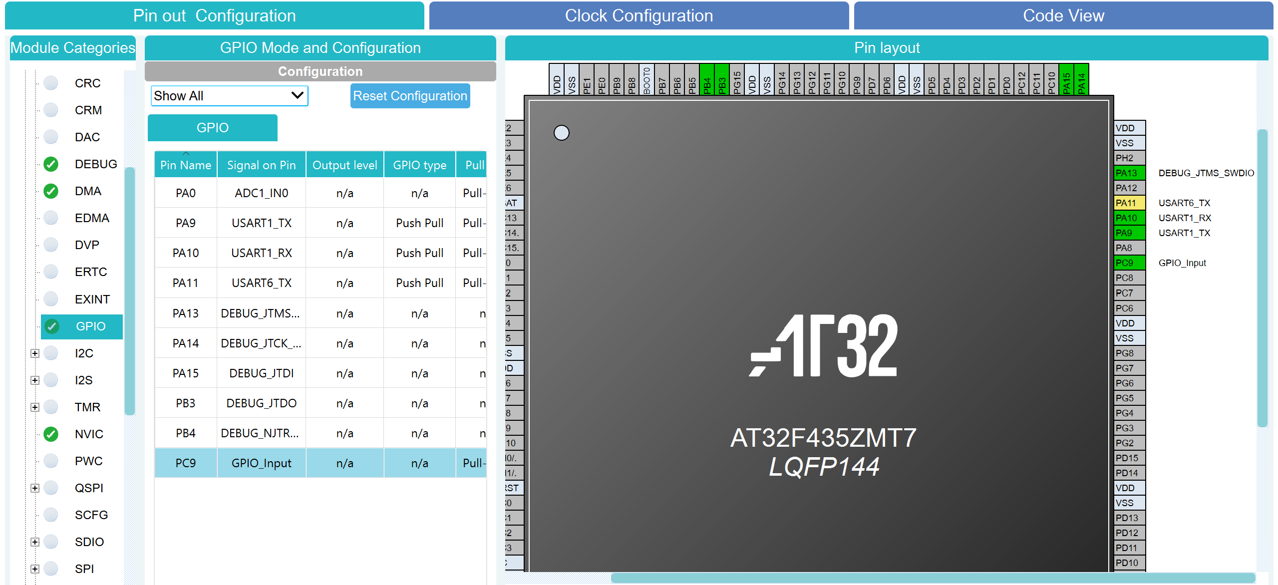artery di gpio input