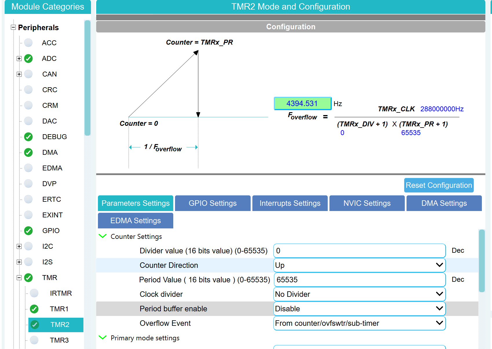 artery encoder timer params