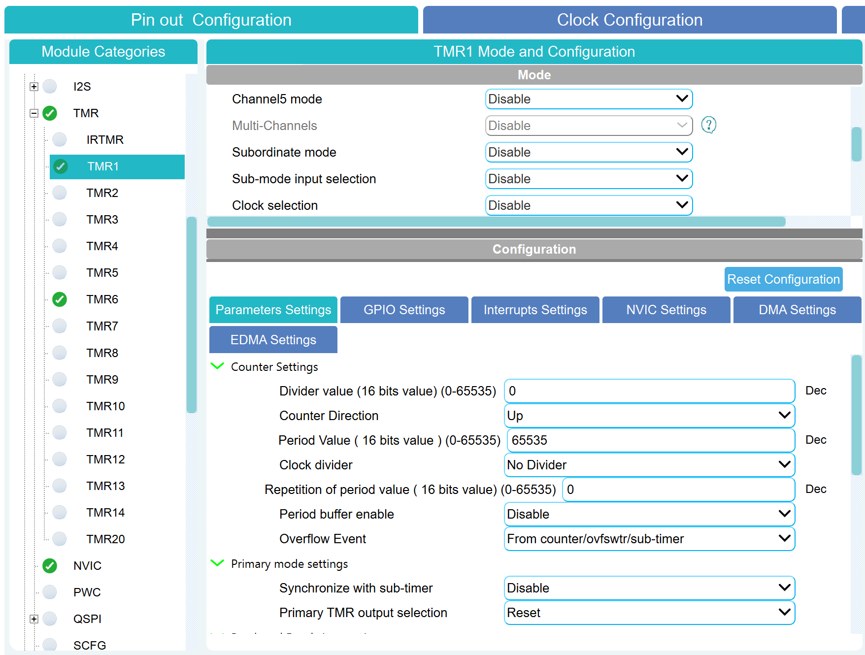 artery pwm timer params